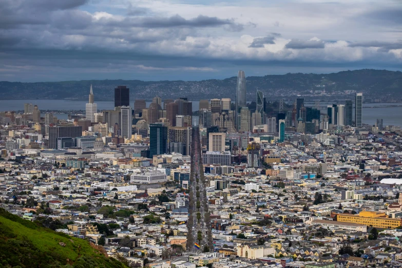 view of large city on a cloudy day