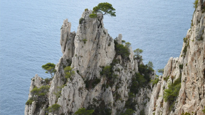 a rocky cliff that looks to be some kind of island