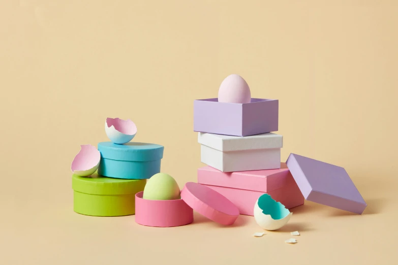 an arrangement of play toys including a toy egg