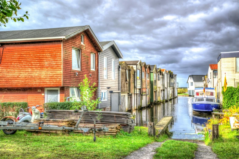 the houses on the river are located on small stilts