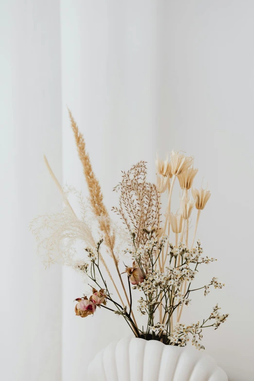 a plant with long thin flowers in it