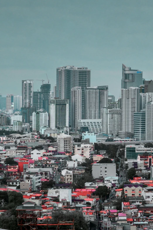 a large city with buildings and some very bright lights