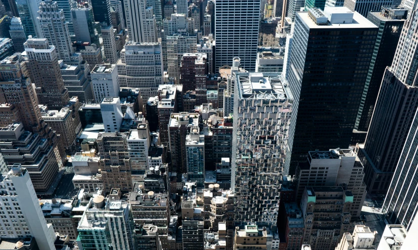 the view from a very high above looking at a city