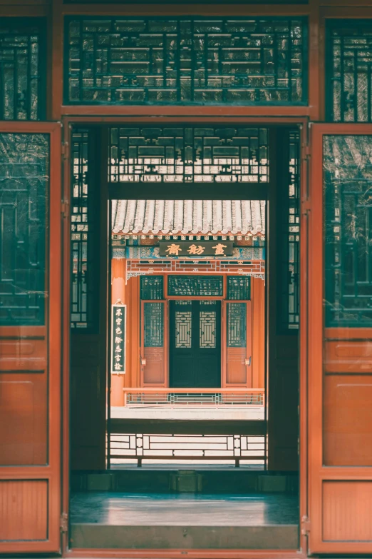 doors with decorations on them in a building