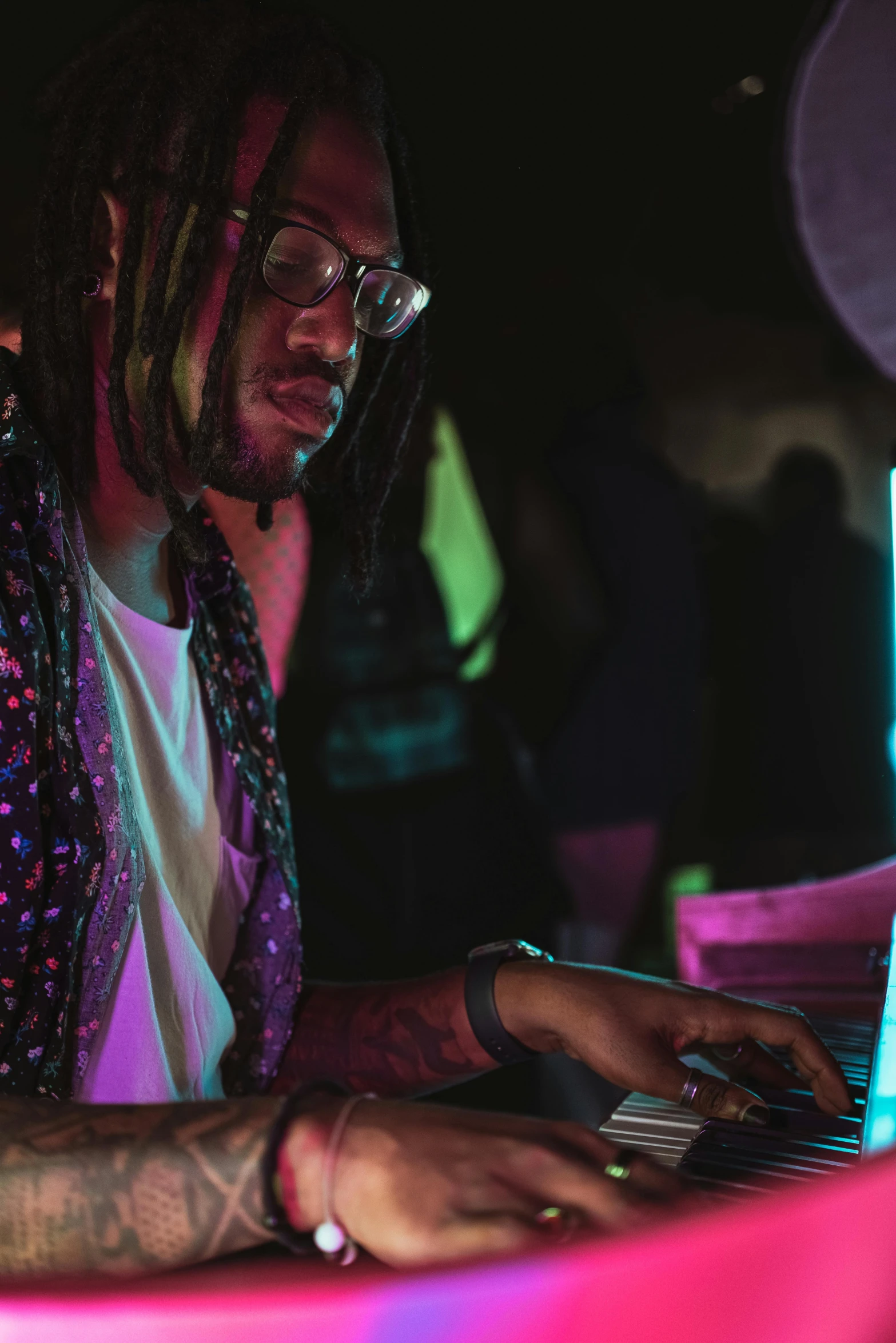 a man plays his piano at the party