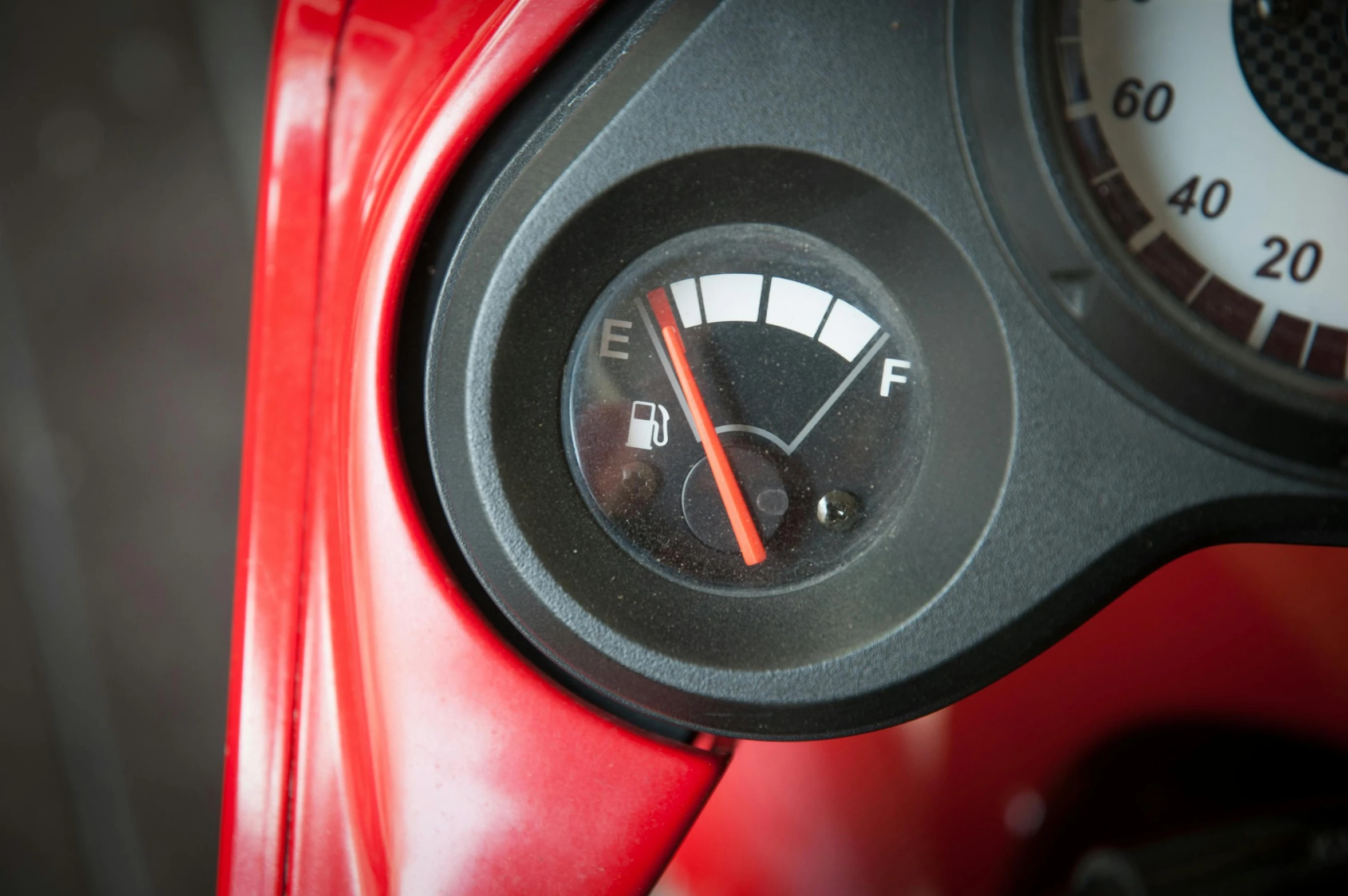 closeup of gauges on the side of a motorcycle