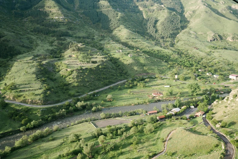 a bird's - eye view of the mountainous terrain