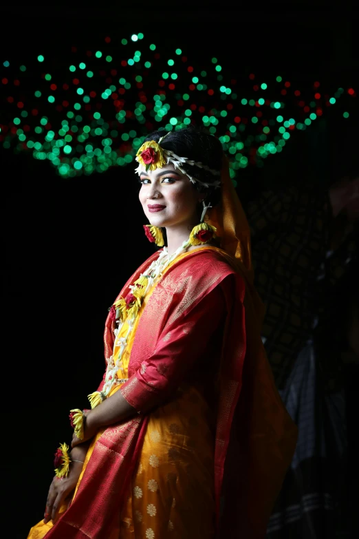 a woman in a brightly colored costume