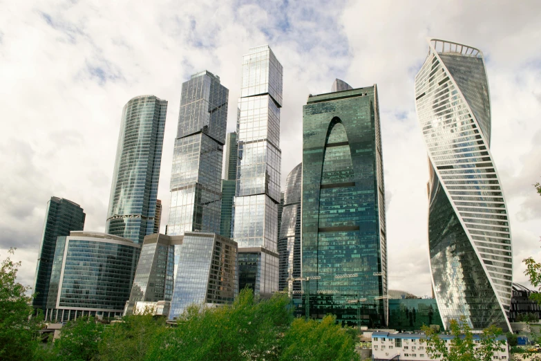 the skyscrs in moscow are shiny and very modern