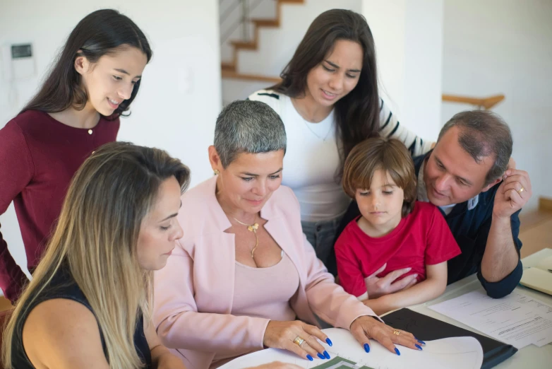 the family is gathered together to discuss soing