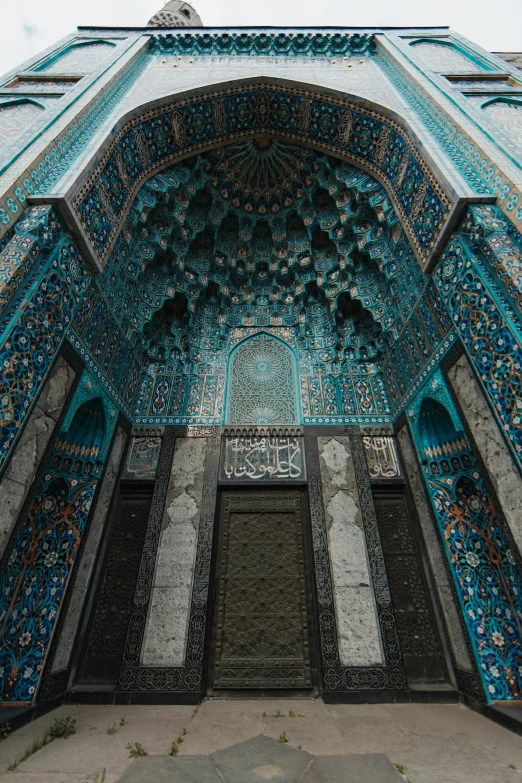 a view of a doorway in a mosaic style