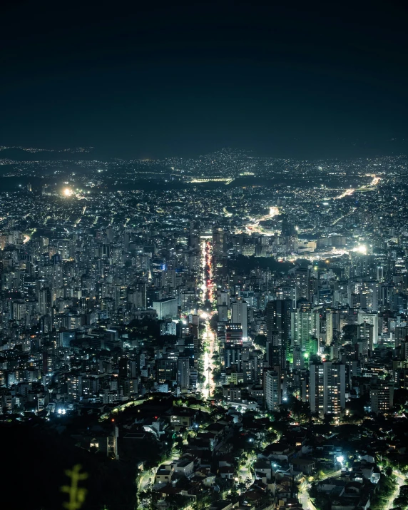 a cityscape with the lights on and all lit up