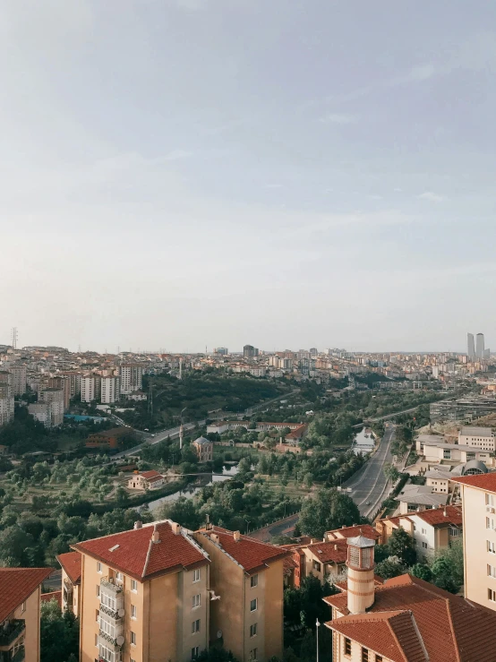 the view of the city has some high rise buildings