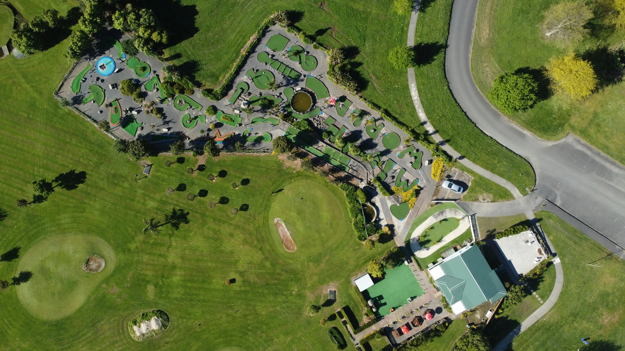 an aerial view of a playground at the park