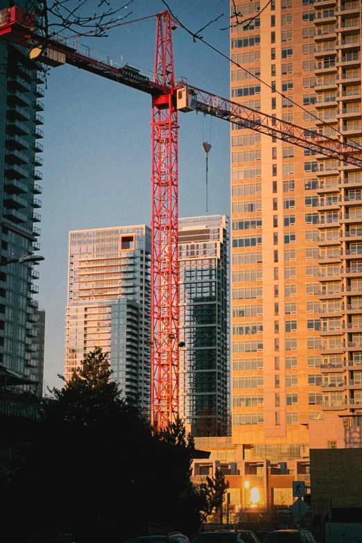 a crane is in the middle of a construction area