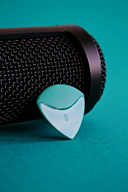 an image of a black and blue speaker and its case