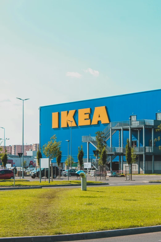 a large ikea store located on the side of the street