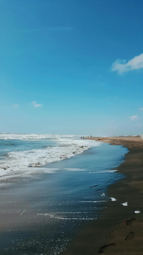 the sky is clear over a body of water