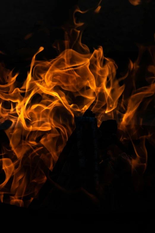 bright orange fire on a black background