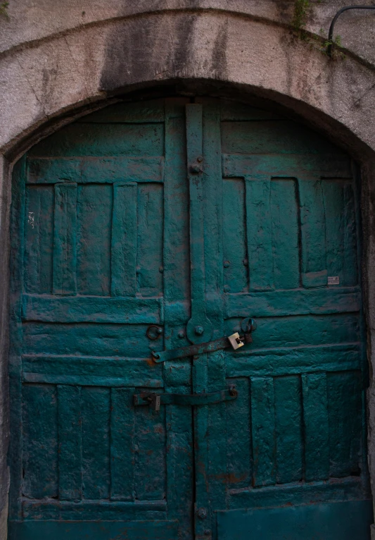 a door to another building that has many windows