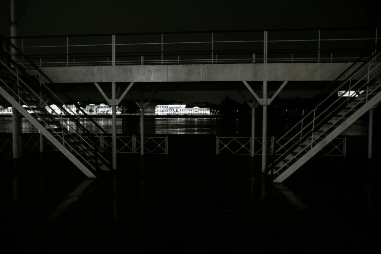 the stairs of the bridge are very tall