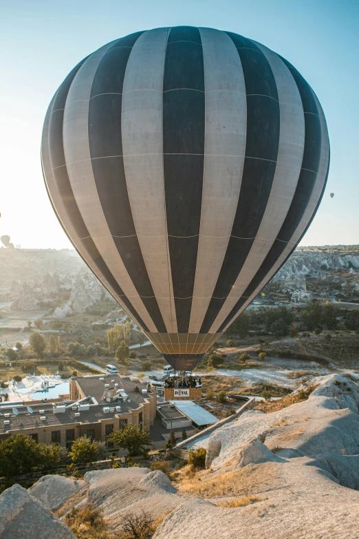 there is a  air balloon being flown in the sky