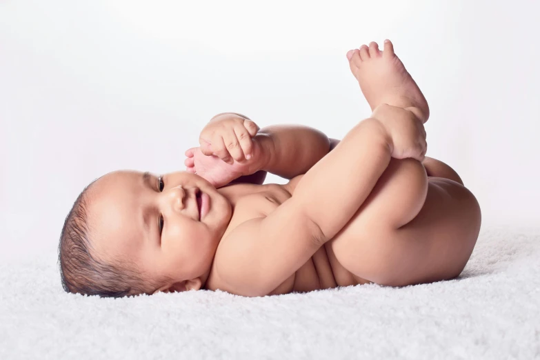 baby laying on its back on a blanket