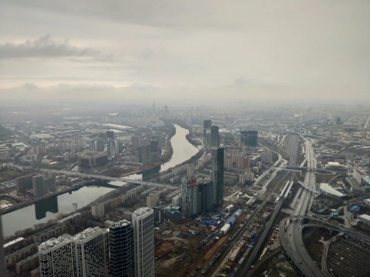 a large city with a river running through it