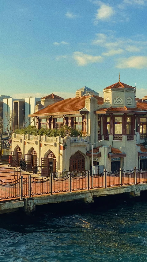 a picture of a group of buildings along the water