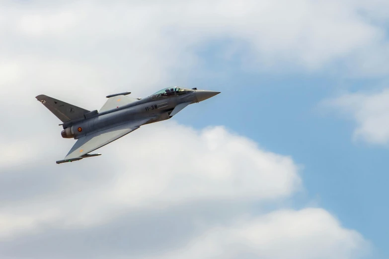 a fighter jet flying through the air on a cloudy day