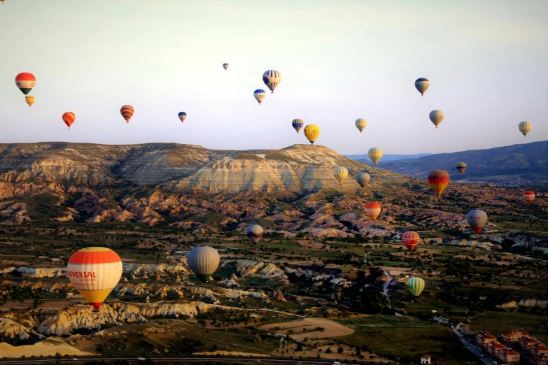 many  air balloons in the sky above