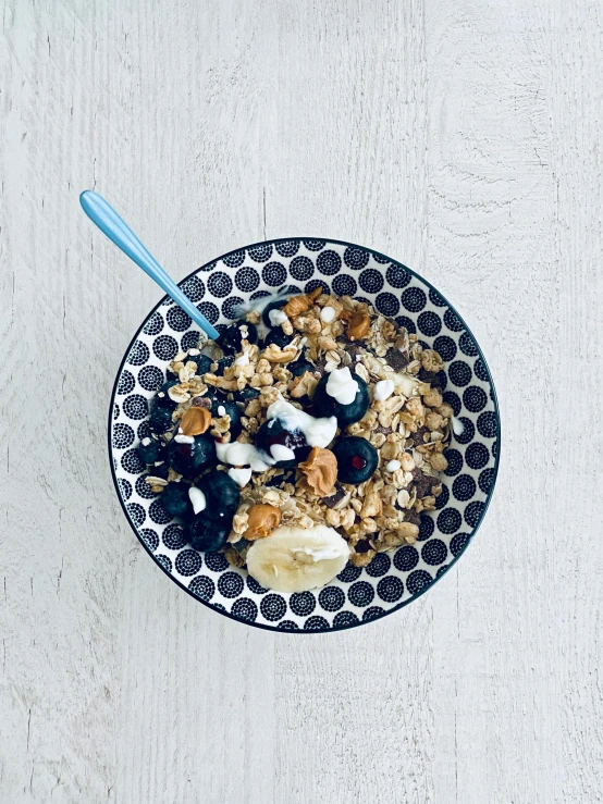 a bowl with a variety of different items