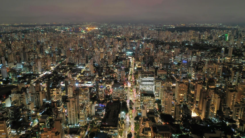 the city at night seen from a high angle