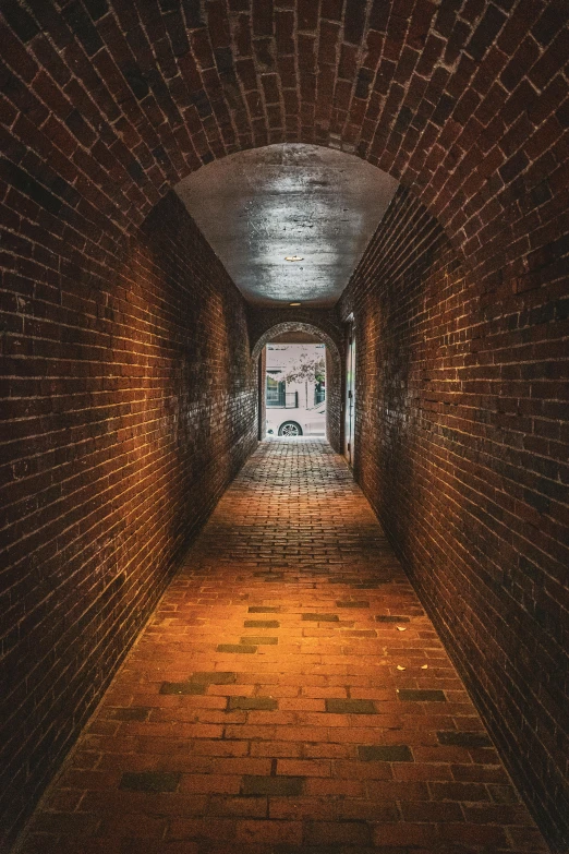 the hallway is very dark and empty