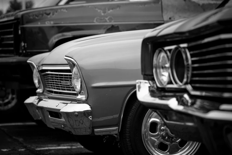 several cars are lined up in a row