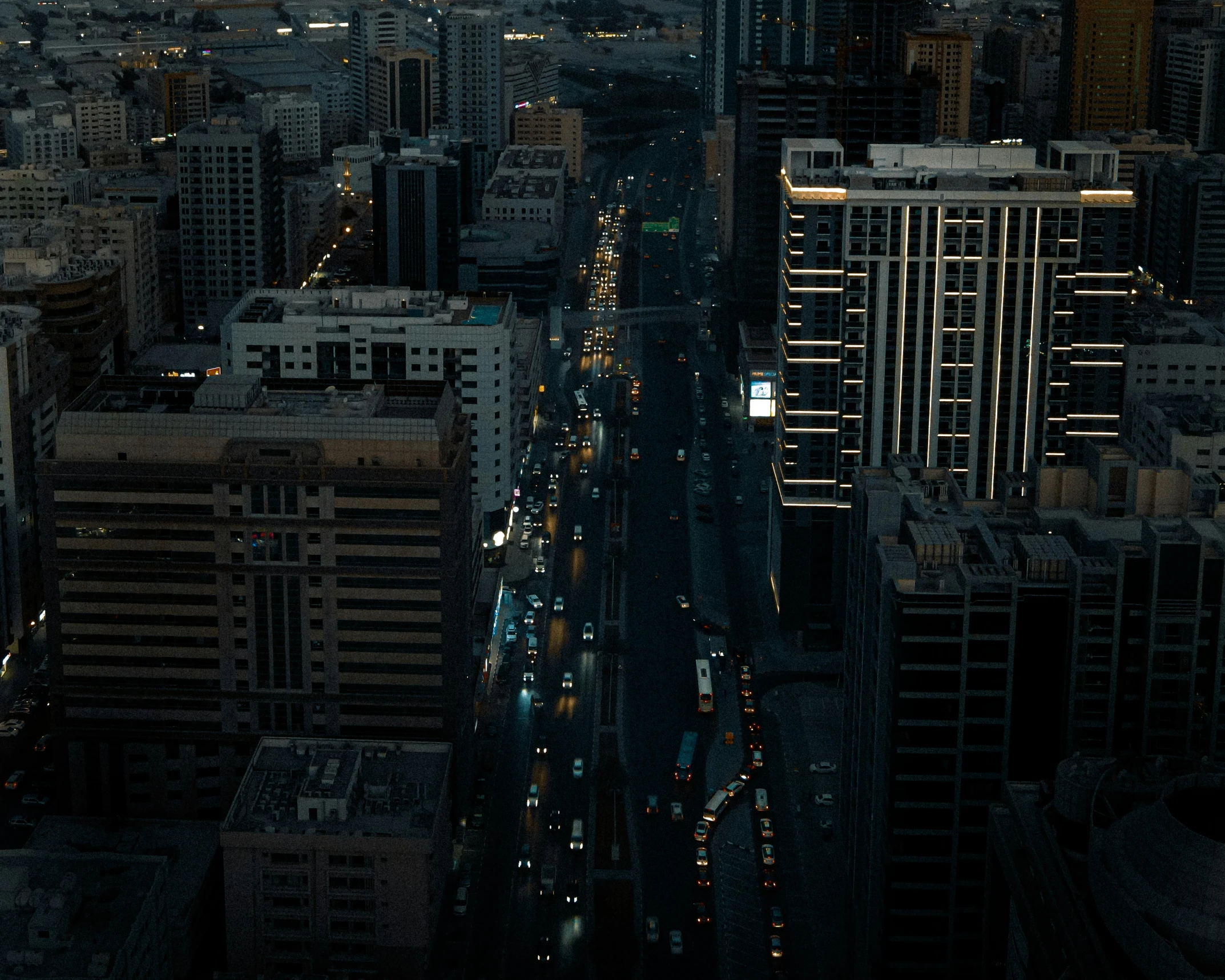 an image of a city at night from above