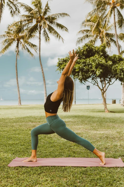 the woman in the yoga pose is on her knees and arms extended