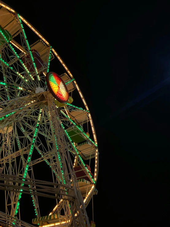a merry - go - round wheel lit up in the dark