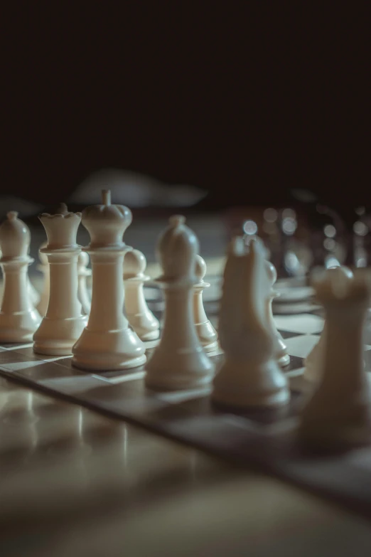 a very large chess board and all white pieces