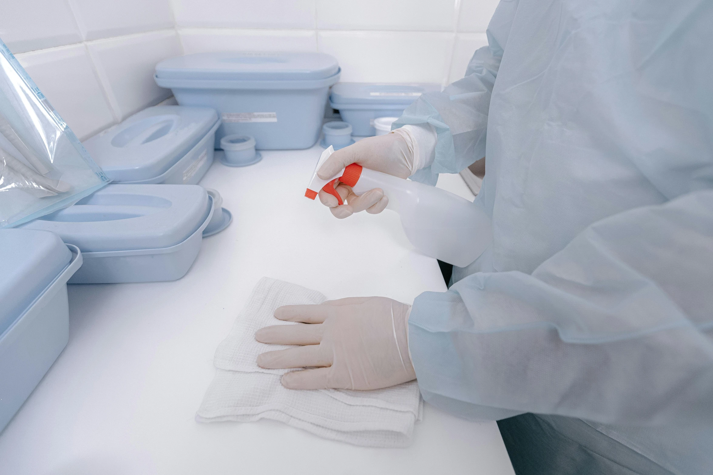 doctor working on a patient with gloves on