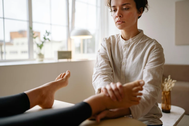 one woman and a man is touching their hands