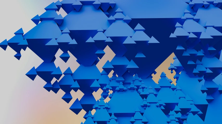 a multicolored abstract image with blue triangles