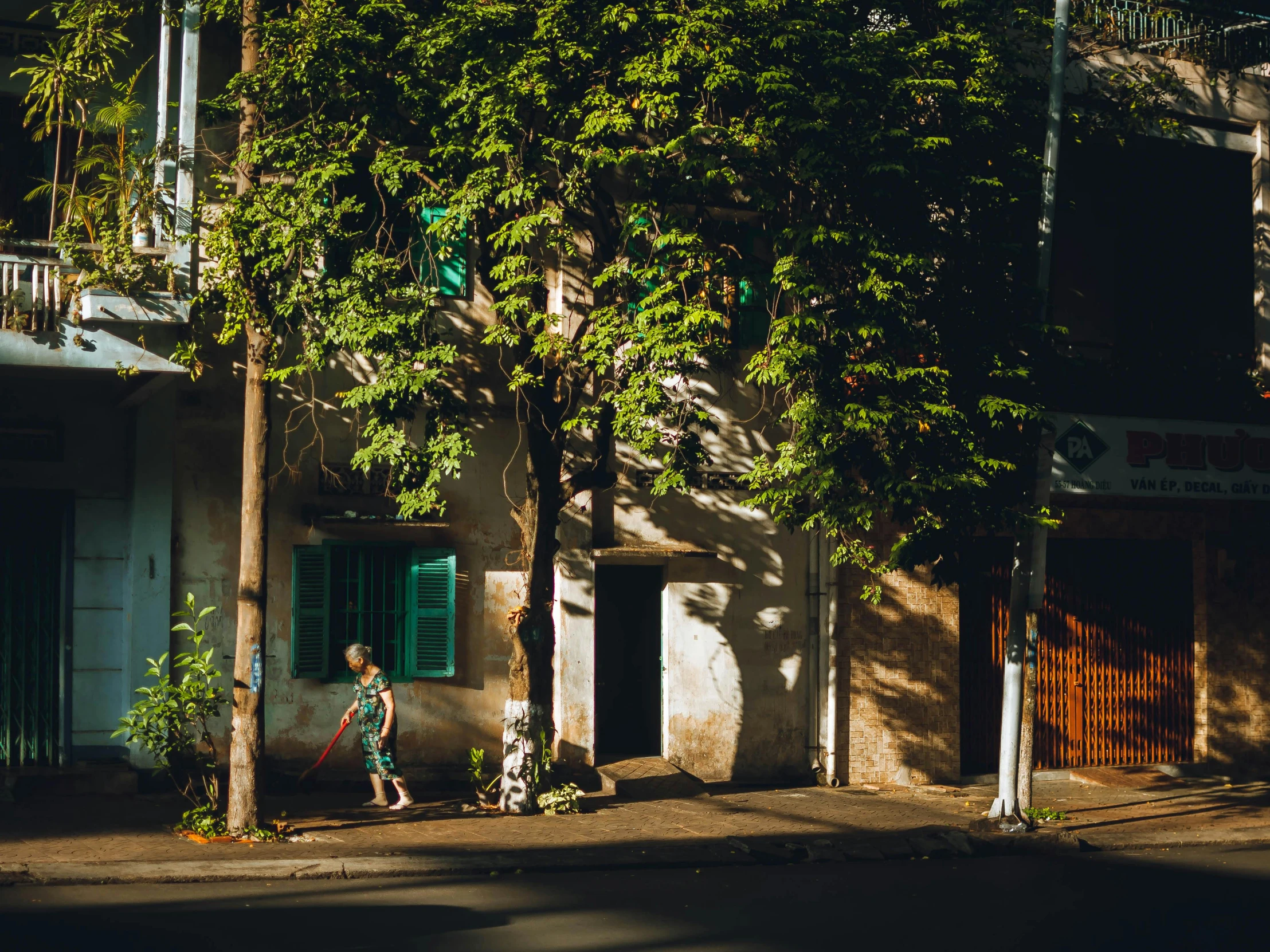 a little girl is holding her umbrella in a tropical place