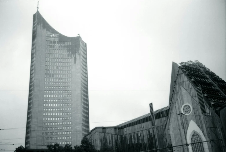 the building is next to the large brick building