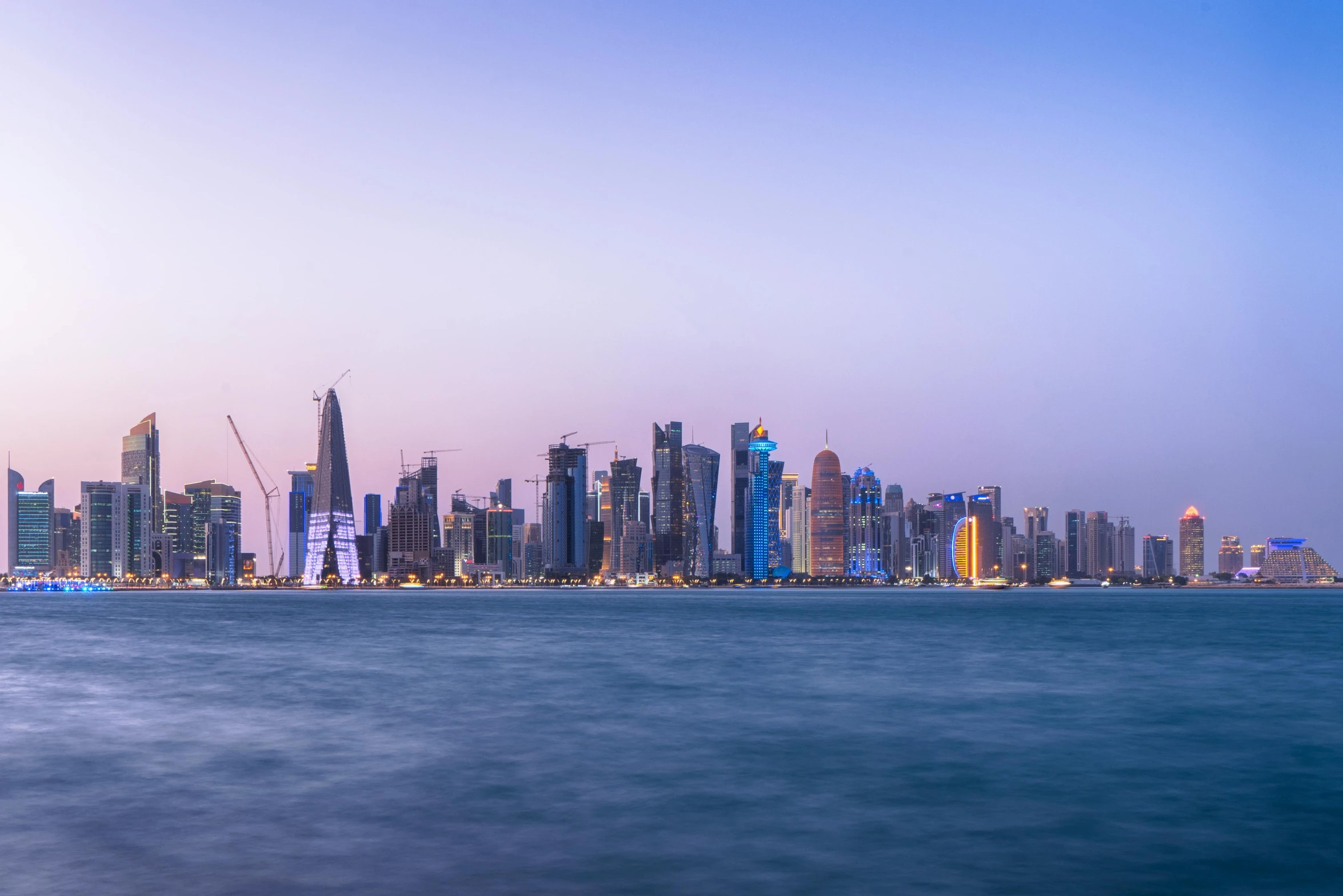 a skyline with tall buildings in the distance