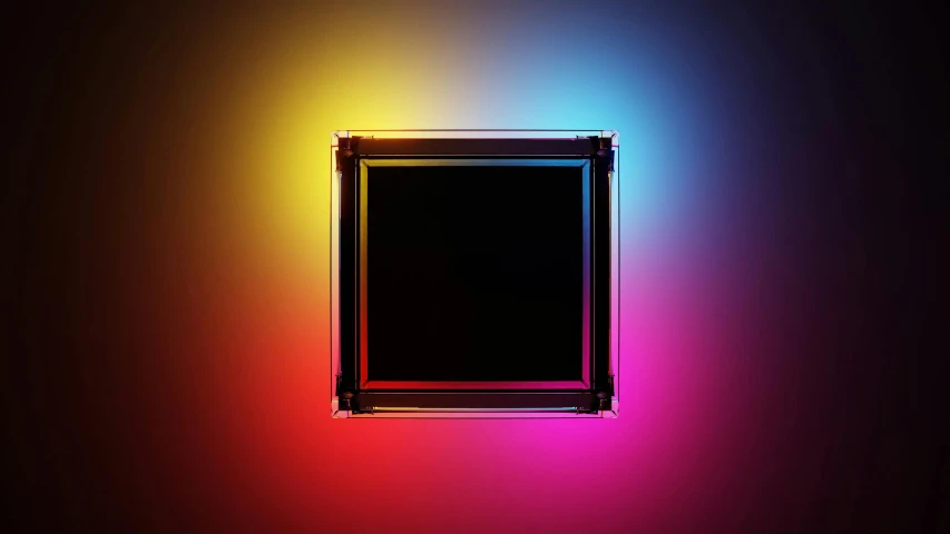 an abstract pograph of a square, black object in the center of the picture