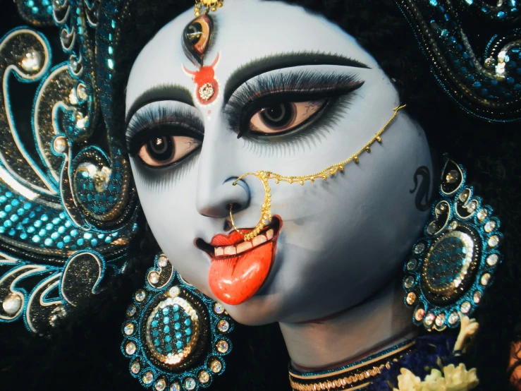 close up of an artistic mask on display