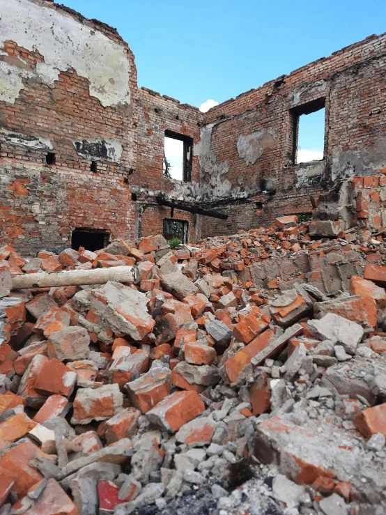 the wall of a building has been demolished