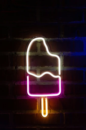 an ice cream bar neon sign lit up