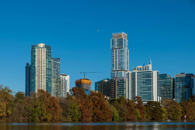 view of the skyline from across the lake